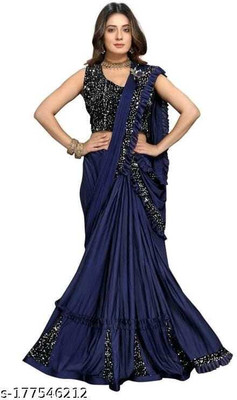 Suali Self Design Bollywood Georgette Saree(Blue)