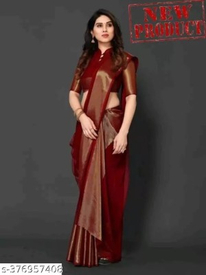 Amavii Solid/Plain Bollywood Chiffon Saree(Maroon)