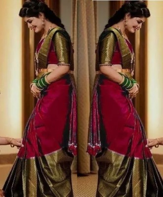 SWAMI STUDIO Self Design Banarasi Art Silk Saree(Maroon, Gold)