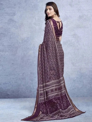 Subhash Woven, Polka Print Kalamkari Art Silk, Tussar Silk Saree(Purple)