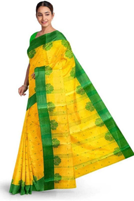Ghosh handloom Self Design Tant Pure Cotton Saree(Gold)