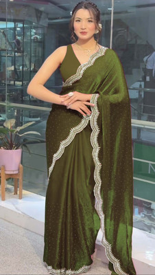 Sareez House Applique Bollywood Tussar Silk Saree(Multicolor)