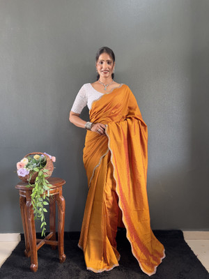 Ramya Embroidered Bollywood Chiffon Saree(Orange)