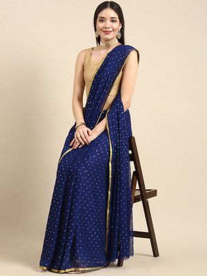mamtasaree Embellished Bollywood Net, Chiffon Saree(Blue)
