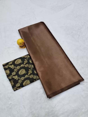 Shrilaxmisari Solid/Plain Bollywood Satin Saree(Brown)