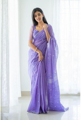 UDS Enterpise Woven Banarasi Cotton Silk Saree(Purple)
