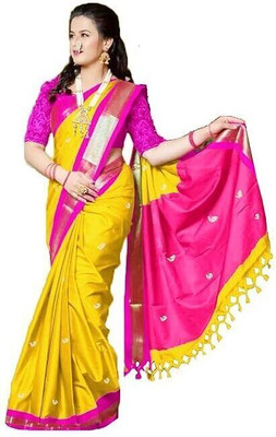 Shruti Bandhani Printed Kanjivaram Cotton Silk Saree(Multicolor)