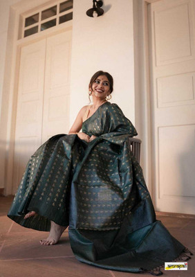govind handloom Printed Mangalagiri Art Silk Saree(Dark Green)