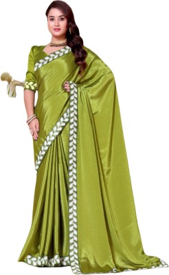 jayant creation Embroidered, Solid/Plain Bollywood Georgette Saree(Light Green)