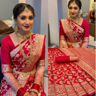 SHREE SANT SAREES Self Design Banarasi Art Silk Saree(Red)