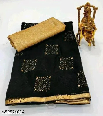 TEJAS TEXTILE Polka Print Daily Wear Chiffon Saree(Black)