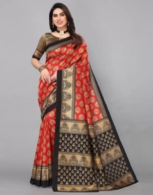 VCREATION Self Design Assam Silk Art Silk Saree(Red)