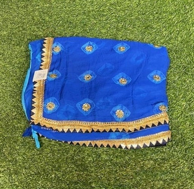 KHATRI AND SONS Printed Bandhani Chiffon Saree(Blue)