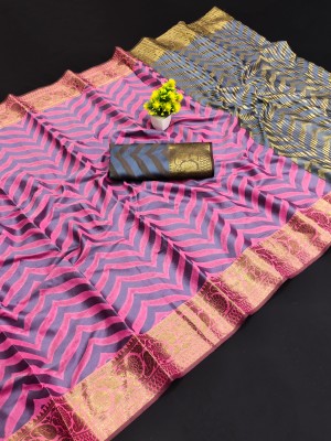 Bansari Textiles Woven Banarasi Jacquard, Cotton Silk Saree(Pink)