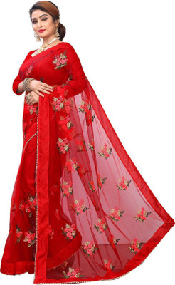 PATLANI STYLE Embroidered Bollywood Net Saree(Red)