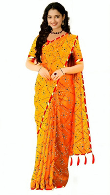 INSTALIKE FASHION Printed Kota Doria Silk Blend Saree(Yellow)