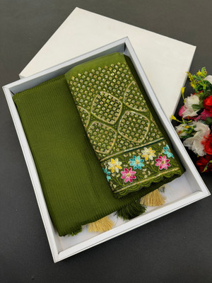 JIVI CLOTHING Solid/Plain Bollywood Chiffon Saree(Light Green)