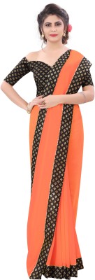 LIMTD Solid/Plain Bollywood Georgette Saree(Orange)