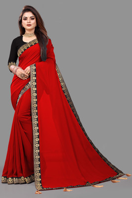 TATHASTU FASHIONS Self Design Bollywood Georgette Saree(Red)
