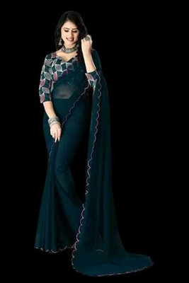 supalee tex Solid/Plain Bollywood Georgette Saree(Multicolor)