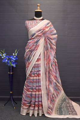 Saanvi Boutque Digital Print Chanderi Chanderi Saree(Multicolor)