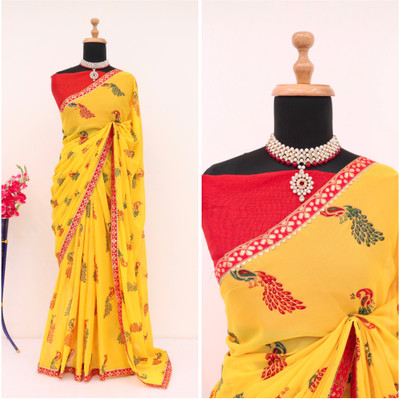 Suresh Printed Bollywood Georgette Saree(Multicolor)