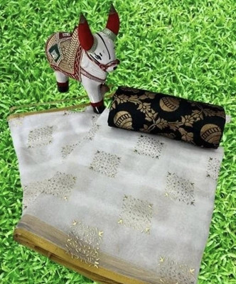 mamtasaree Polka Print Daily Wear Net, Chiffon Saree(White)