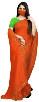 SHAKTIJEN ENTERPRISE Self Design Bollywood Polyester Saree(Orange)