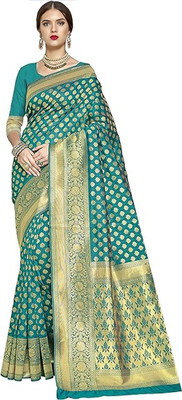 SWAMI STUDIO Woven Banarasi Jacquard Saree(Light Green)