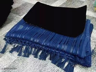 Vragi Striped Daily Wear Georgette Saree(Blue)