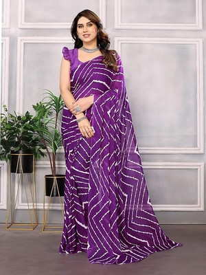 Saadhvi Floral Print Bollywood Georgette Saree(Purple)