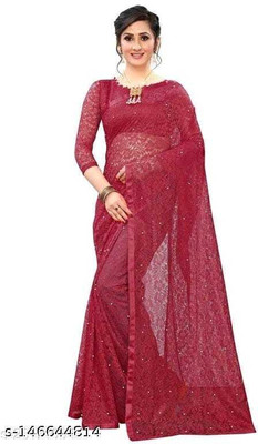 Suali Printed Bollywood Net Saree(Maroon)