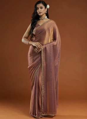 HouseOfCommon Solid/Plain Bollywood Art Silk Saree(Gold)