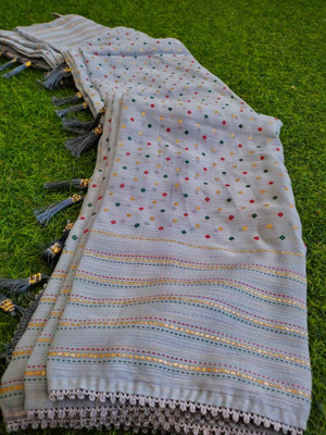 V GROUP Printed Daily Wear Chiffon Saree(Grey)