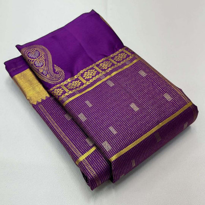 KRISHNA FASHION MART Woven Banarasi Art Silk Saree(Purple)