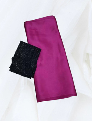 Aruna Sarees Solid/Plain Bollywood Satin Saree(Pink)