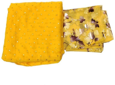 Desi Style Self Design Bandhani Net, Chiffon Saree(Pack of 2, Yellow)