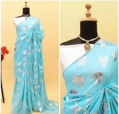 MANISHA Digital Print Bollywood Pure Silk Saree(Blue)