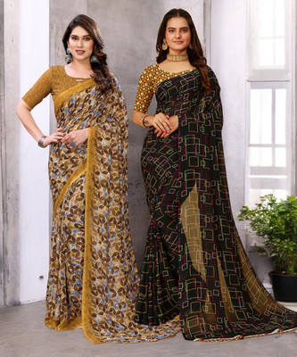 NIRMOHIFASHION Printed Bollywood Georgette Saree(Pack of 2, Multicolor)