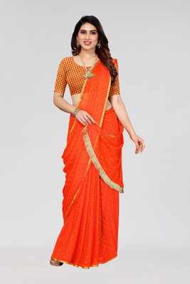 Divastri Printed Daily Wear Chiffon, Georgette Saree(Orange)