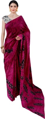 NIKHILAM Printed Daily Wear Pure Cotton Saree(Pink)