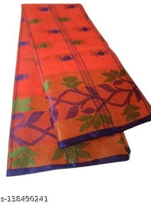 ritika fashion Printed Tant Pure Cotton Saree(Orange)