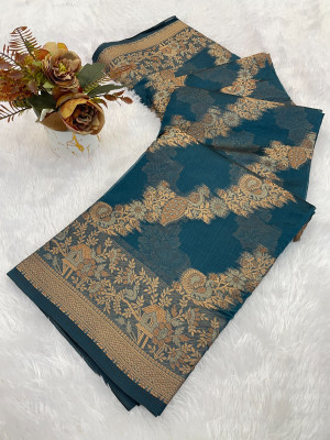 Julee Digital Print Daily Wear Organza Saree(Blue)