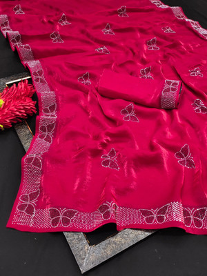 RIYA ENTERPRISE Embellished Bollywood Chiffon Saree(Pink)