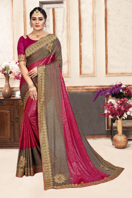 QUEDDY'S Self Design Bollywood Lycra Blend Saree(Maroon)