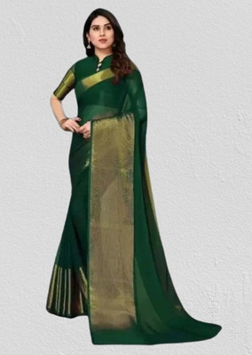 Amavii Self Design Bollywood Chiffon Saree(Green)