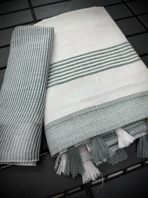 MM VENTURE Self Design Handloom Pure Cotton Saree(Grey)