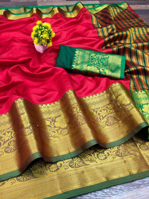 Kalpana creation Woven Mysore Cotton Silk Saree(Red)