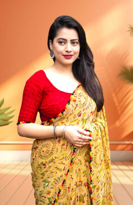 MAHADEV NX Self Design Bollywood Georgette Saree(Beige)