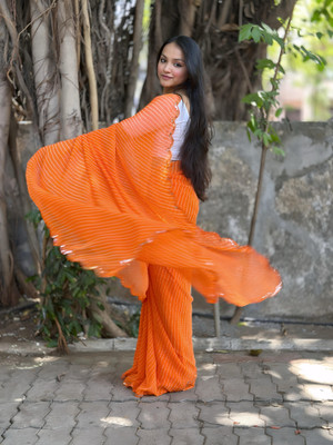 sarikafab Self Design Bollywood Georgette Saree(Orange)